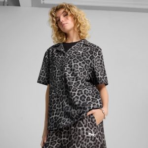Leopard Luxe Women's Relaxed All-Over Print Woven Shirt