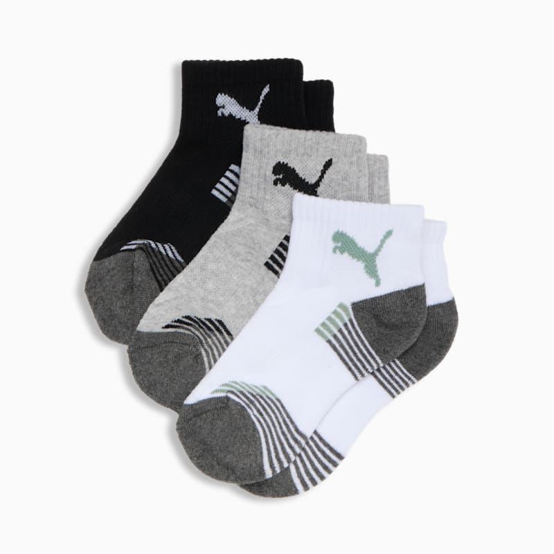 PUMA Big Kids' Half-Terry Quarter Crew Socks (3 Pairs) - Image 2